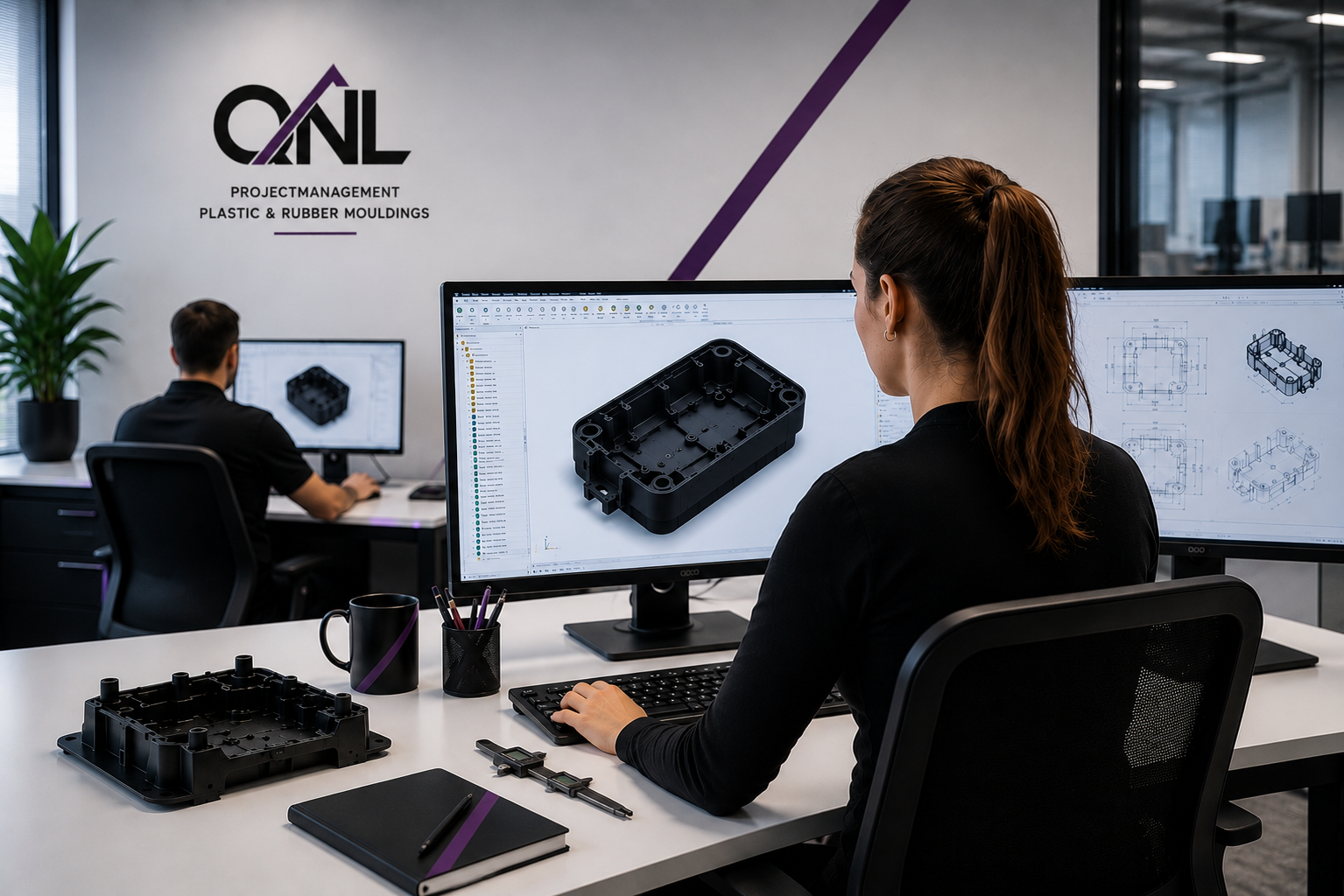 QNL kantoor met engineers achter CAD-werkstations